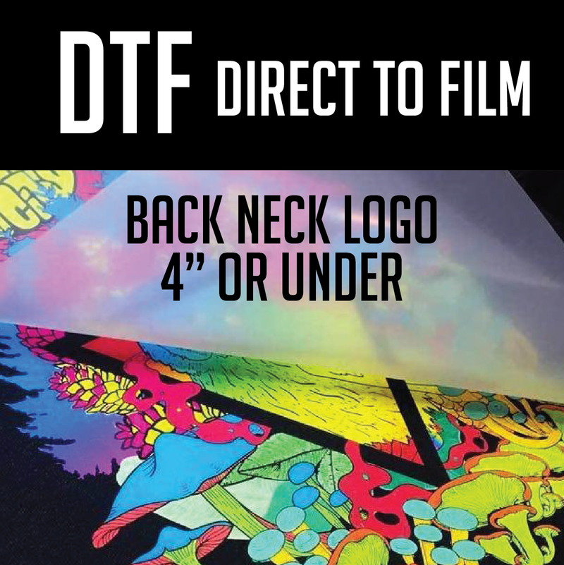 Direct to FILM  Back Neck Logo size 4” or smaller
